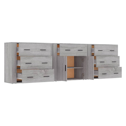 vidaXL Sideboards 3 pcs Grey Sonoma Engineered Wood