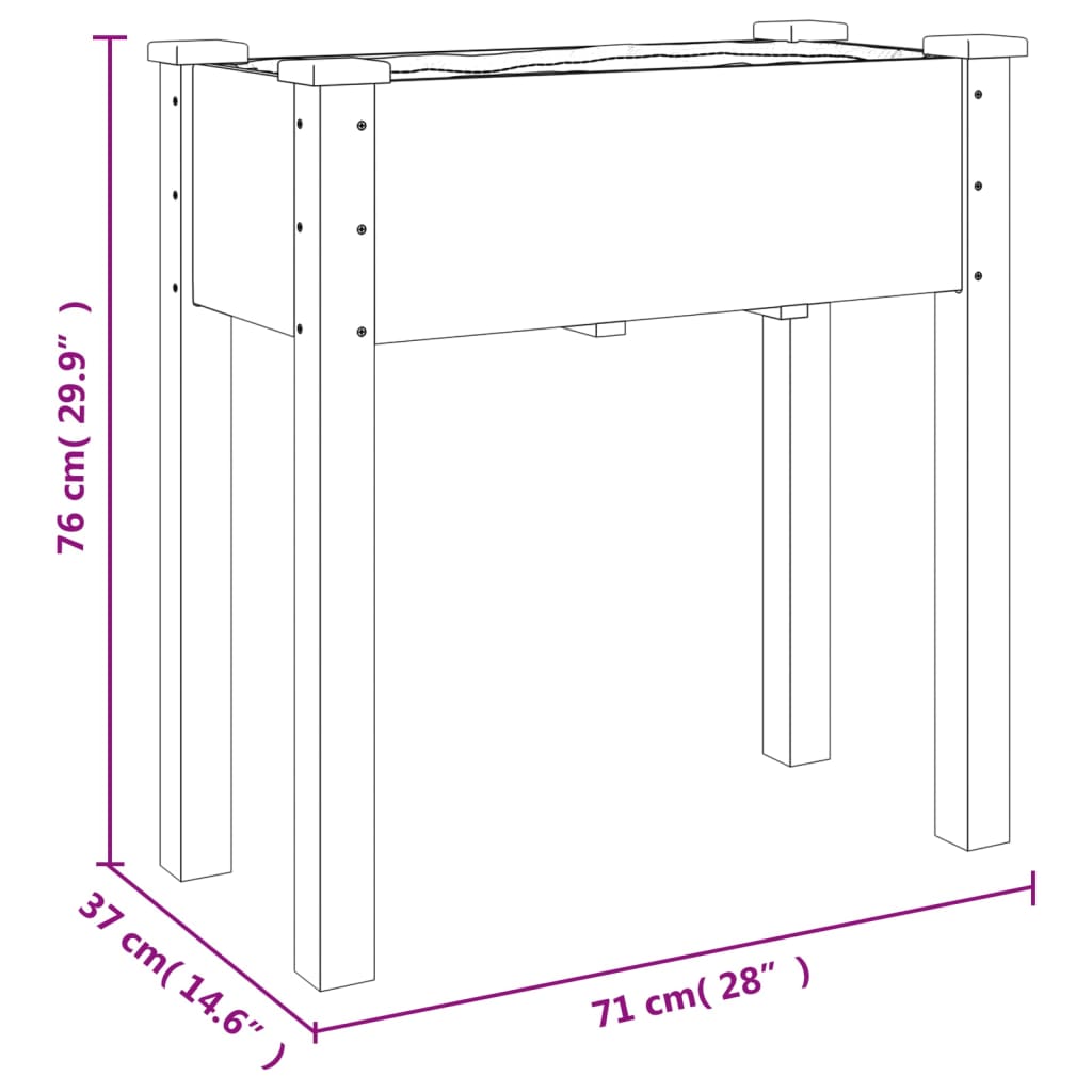 vidaXL Planter with Liner Brown 71x37x76 cm Solid Wood Fir