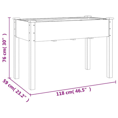 vidaXL Planter with Liner Grey 118x59x76 cm Solid Wood Fir