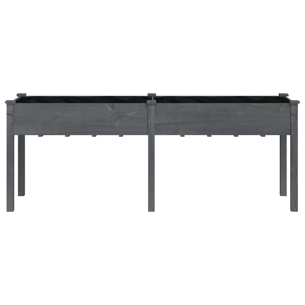 vidaXL Planter with Liner Grey 203x53x76 cm Solid Wood Fir