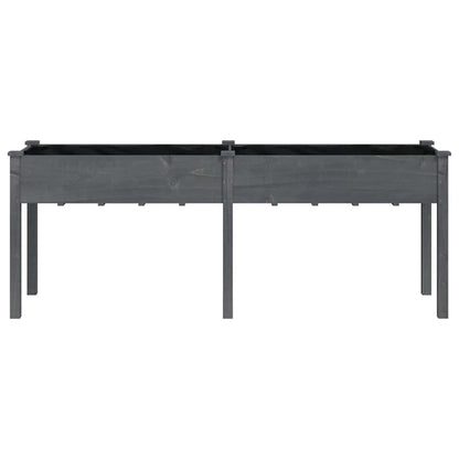 vidaXL Planter with Liner Grey 203x53x76 cm Solid Wood Fir