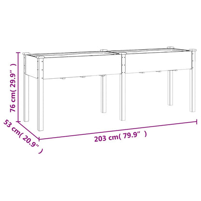 vidaXL Planter with Liner Grey 203x53x76 cm Solid Wood Fir