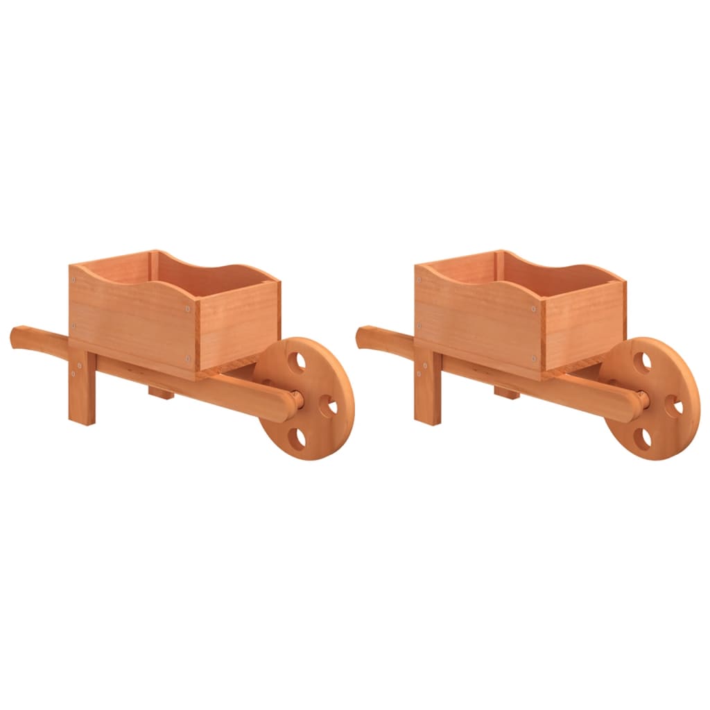 vidaXL Wheelbarrow Planters 2 pcs 47x15x19 cm Solid Wood Fir