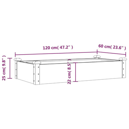 vidaXL Garden Raised Bed with Liner Brown 120x60x25 cm Solid Wood Fir