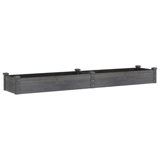 vidaXL Garden Raised Bed with Liner Grey 240x45x25 cm Solid Wood Fir