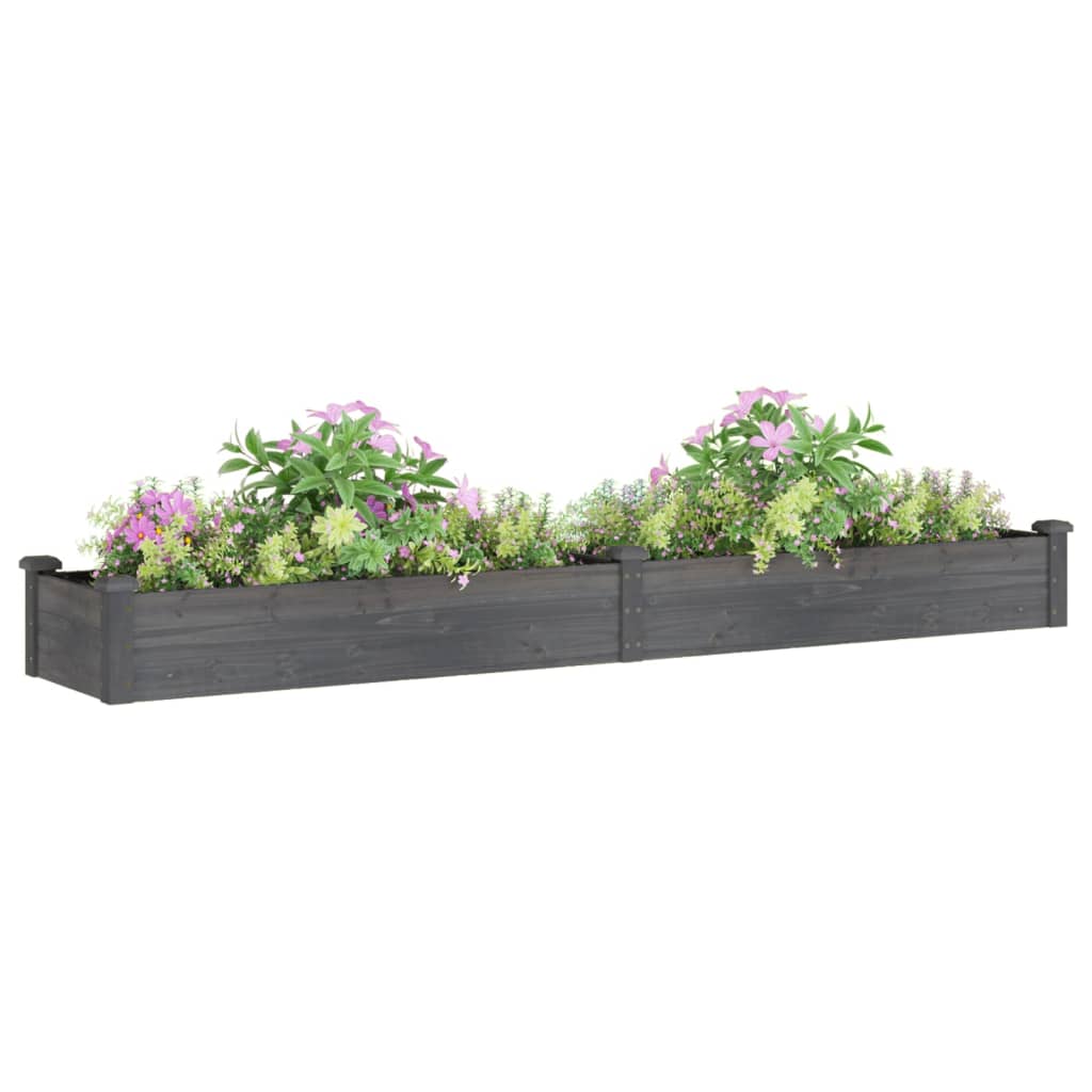 vidaXL Garden Raised Bed with Liner Grey 240x45x25 cm Solid Wood Fir