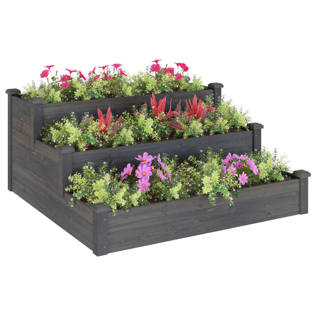 vidaXL Garden Raised Bed Grey 120x120x56 cm Solid Wood Fir