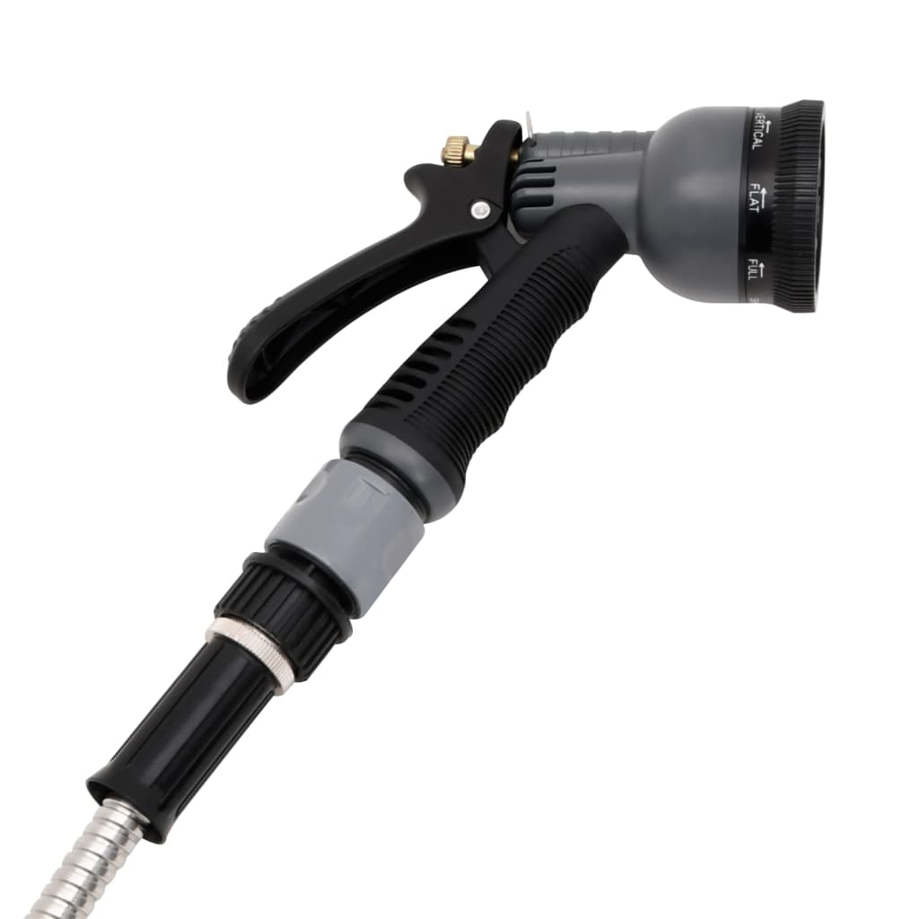 vidaXL Garden Hose with Spray Nozzle Silver 0,6" 7,5 m Stainless Steel