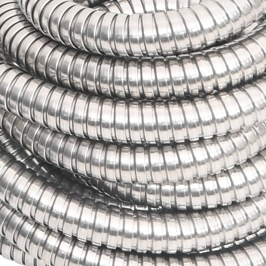 vidaXL Garden Hose with Spray Nozzle Silver 0,6" 15 m Stainless Steel