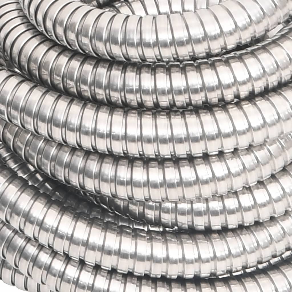 vidaXL Garden Hose with Spray Nozzle Silver 0,6" 22,5 m Stainless Steel
