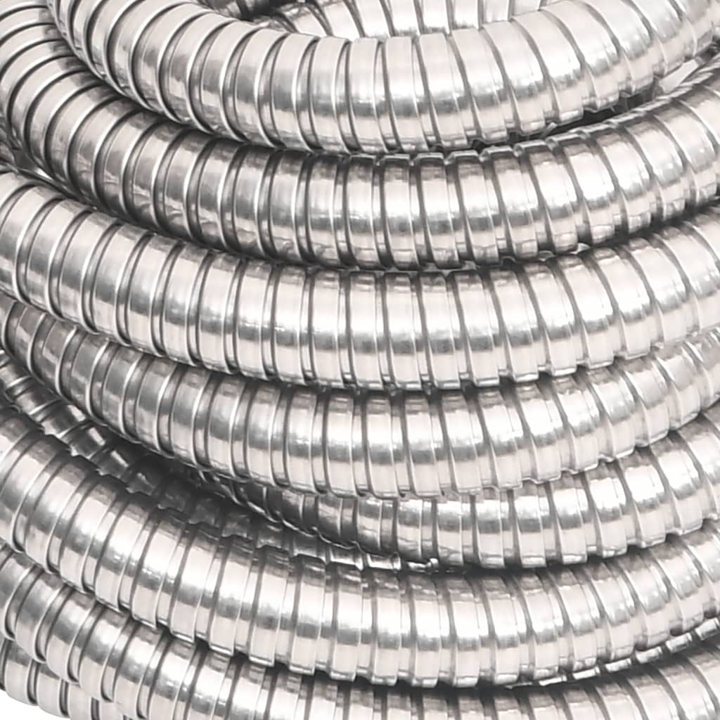 vidaXL Garden Hose with Spray Nozzle Silver 0,6" 30 m Stainless Steel