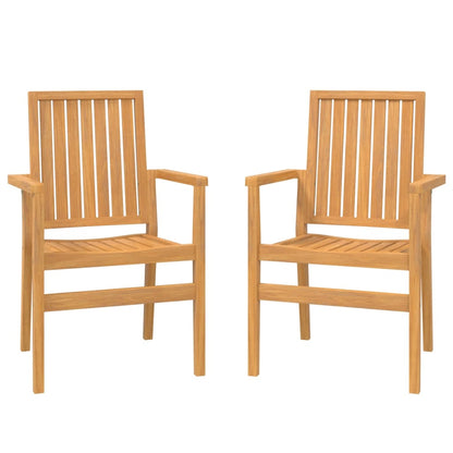 vidaXL Stackable Garden Chairs 2 pcs 56.5x57.5x91 cm Solid Wood Teak