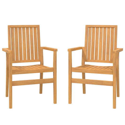 vidaXL Stackable Garden Chairs 2 pcs 56,5x57,5x91 cm Solid Wood Teak