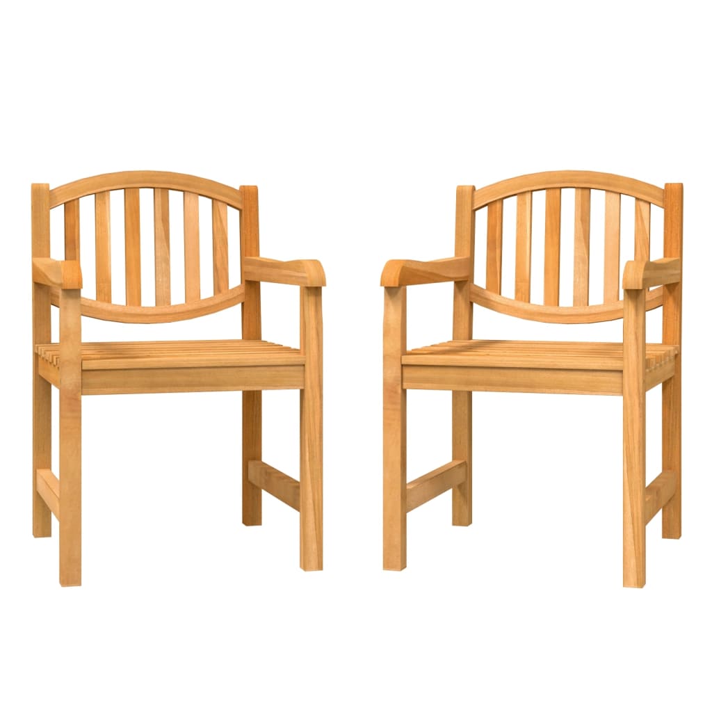 vidaXL Garden Chair | Set of 2 | Natural Teak | Solid Teak Wood | Standard
