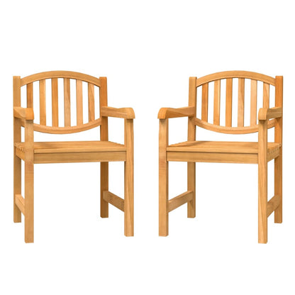 vidaXL Garden Chair | Set of 2 | Natural Teak | Solid Teak Wood | Standard