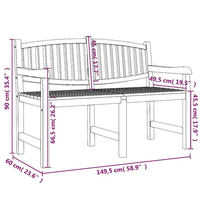 vidaXL Garden Bench 149.5x60x90 cm Solid Teak Wood