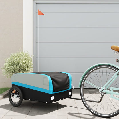 vidaXL Bike Trailer Black and Blue 45 kg Iron