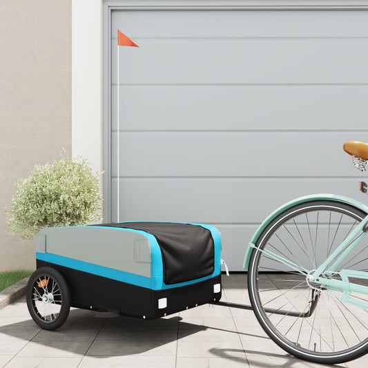 vidaXL Bike Trailer Black and Blue 45 kg Iron