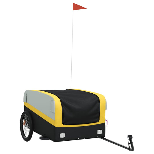 vidaXL Bike Trailer Black and Yellow 45 kg Iron