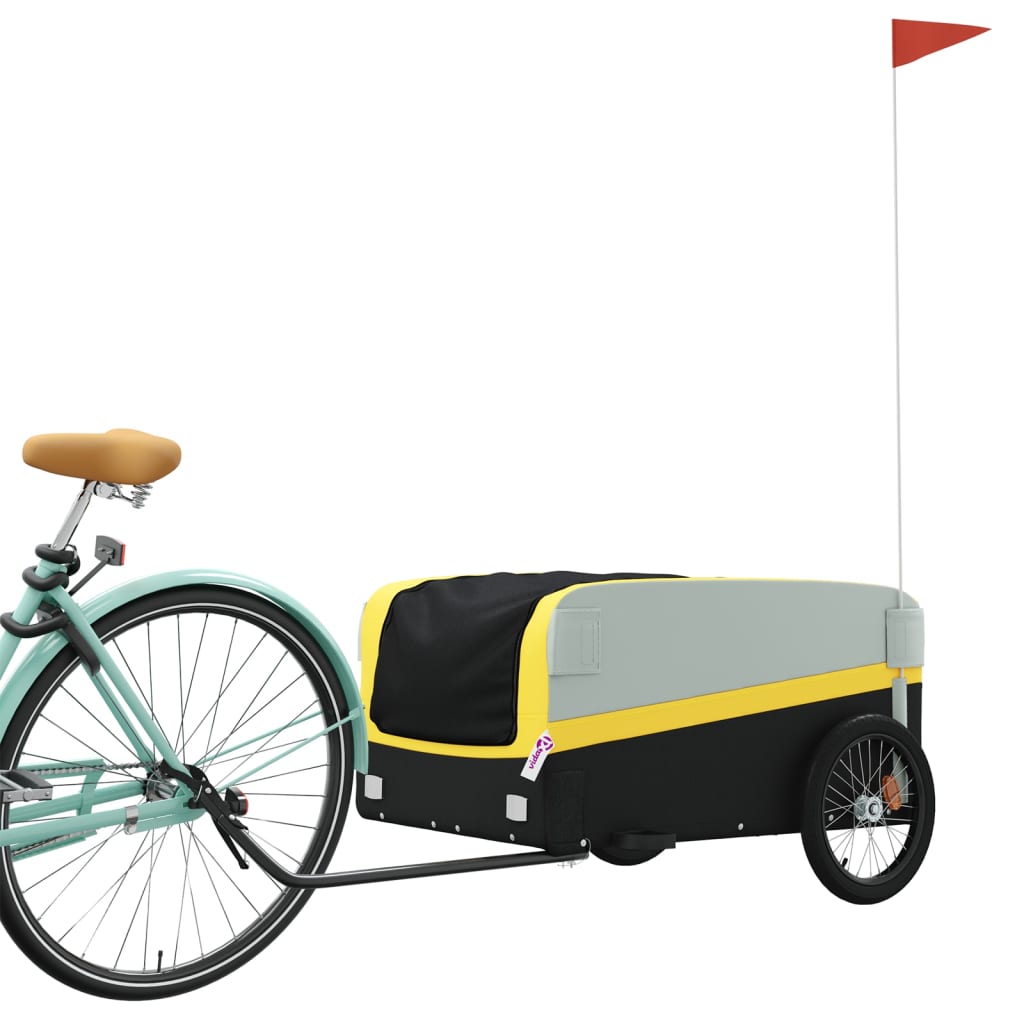 vidaXL Bike Trailer Black and Yellow 45 kg Iron