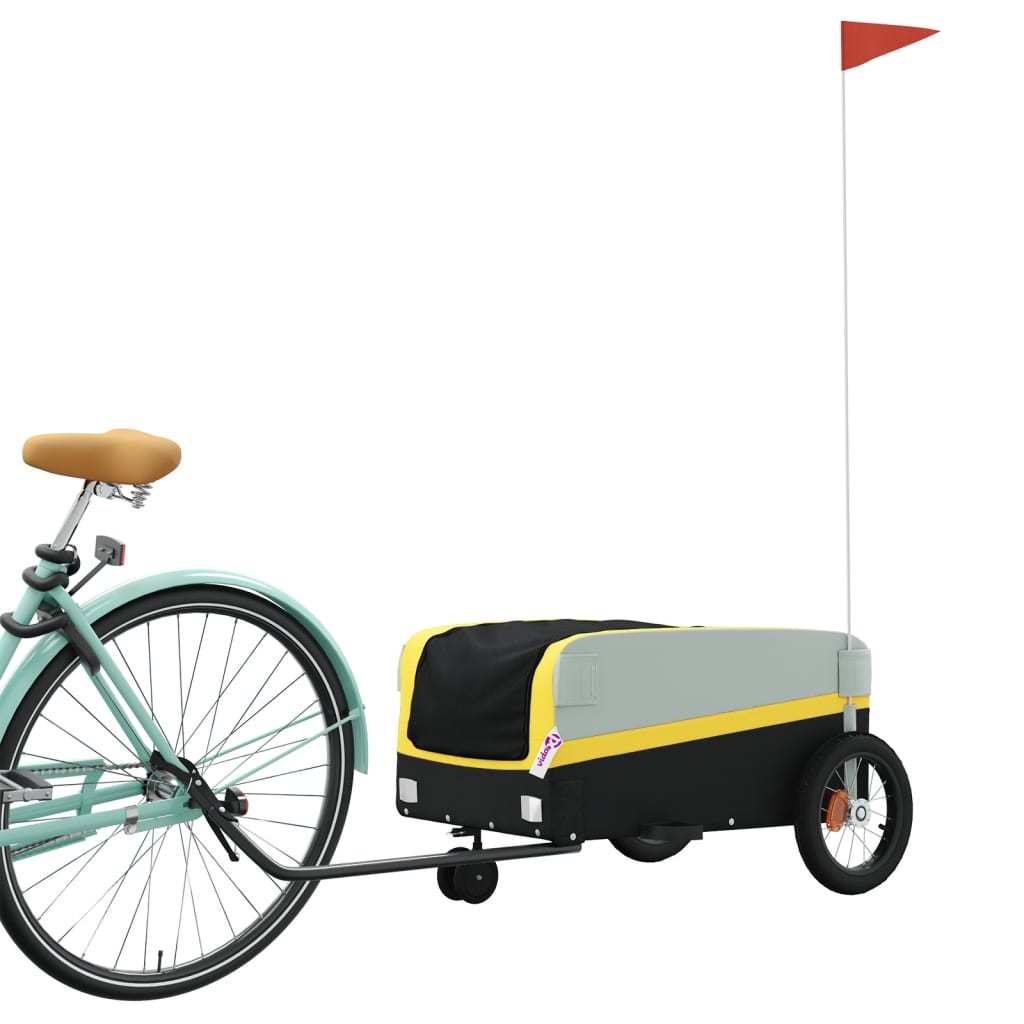 vidaXL Bike Trailer Black and Yellow 30 kg Iron