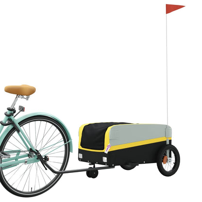 vidaXL Bike Trailer Black and Yellow 30 kg Iron