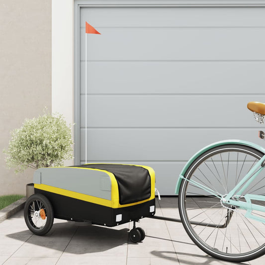 vidaXL Bike Trailer Black and Yellow 30 kg Iron