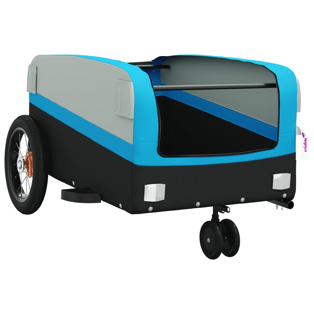 vidaXL Bike Trailer Black and Blue 30 kg Iron