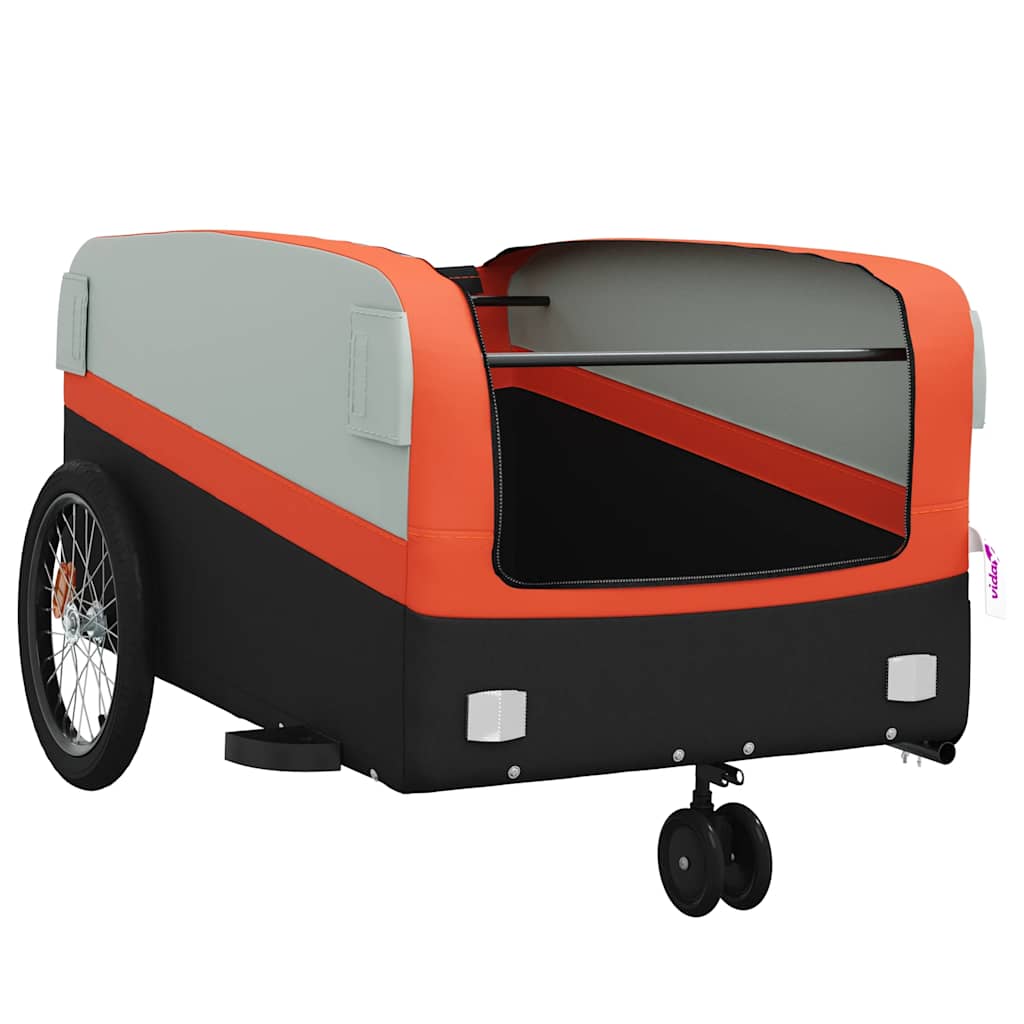 vidaXL Bike Trailer Black and Orange 45 kg Iron