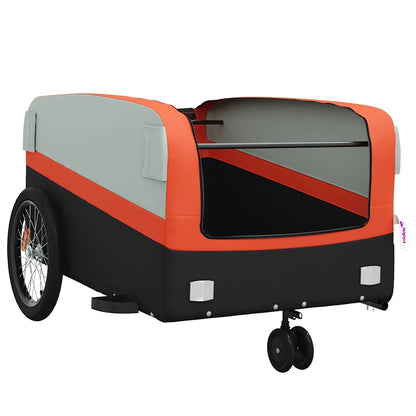 vidaXL Bike Trailer Black and Orange 45 kg Iron