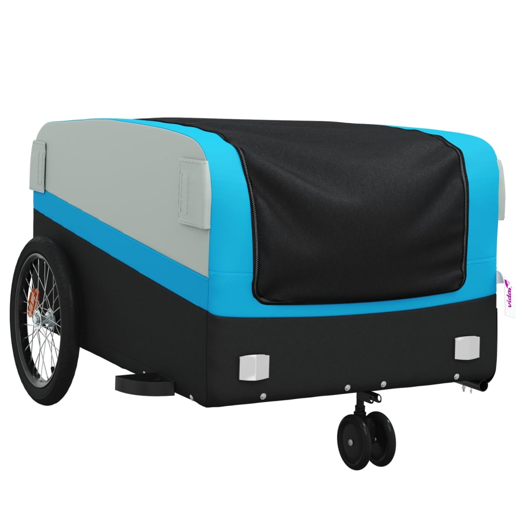 vidaXL Bike Trailer Black and Blue 45 kg Iron