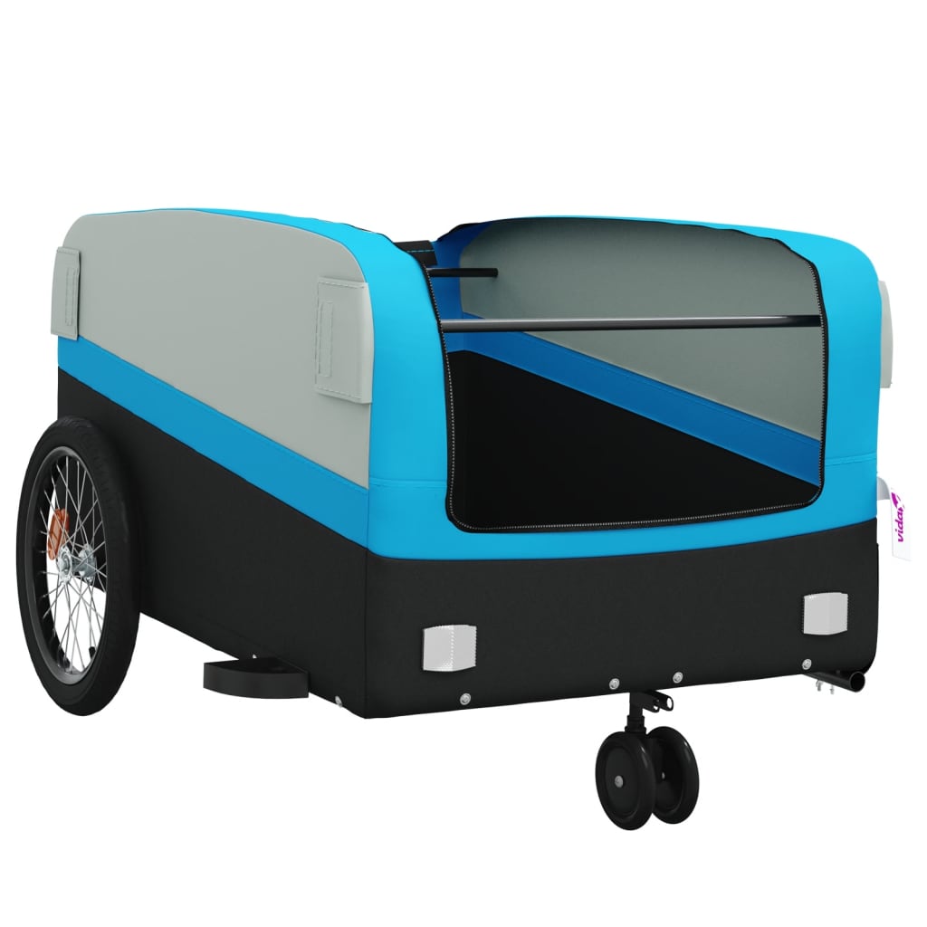 vidaXL Bike Trailer Black and Blue 45 kg Iron