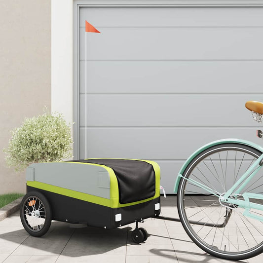 vidaXL Bike Trailer Black and Green 45 kg Iron