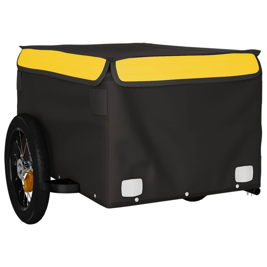 vidaXL Bike Trailer Black and Yellow 30 kg Iron