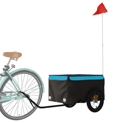 vidaXL Bike Trailer Black and Blue 30 kg Iron