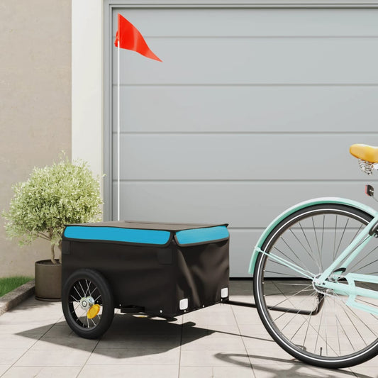 vidaXL Bike Trailer Black and Blue 30 kg Iron