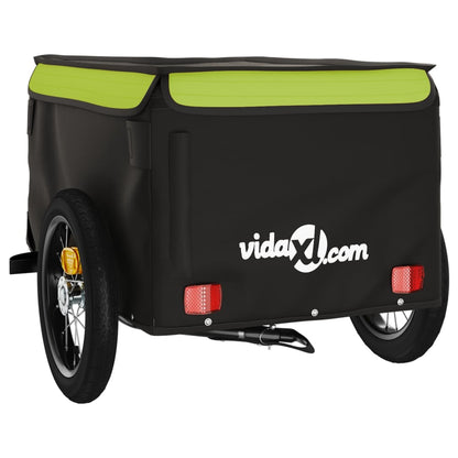 vidaXL Bike Trailer Black and Green 30 kg Iron