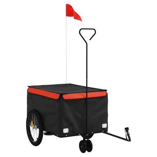 vidaXL Bike Trailer Black and Orange 30 kg Iron