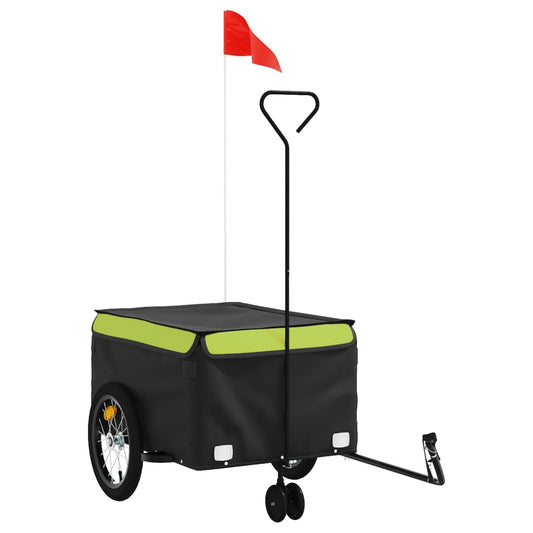vidaXL Bike Trailer Black and Green 45 kg Iron