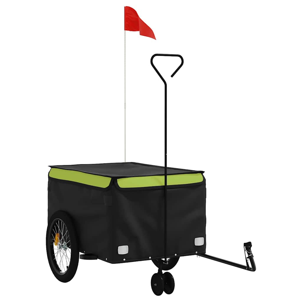 vidaXL Bike Trailer Black and Green 45 kg Iron