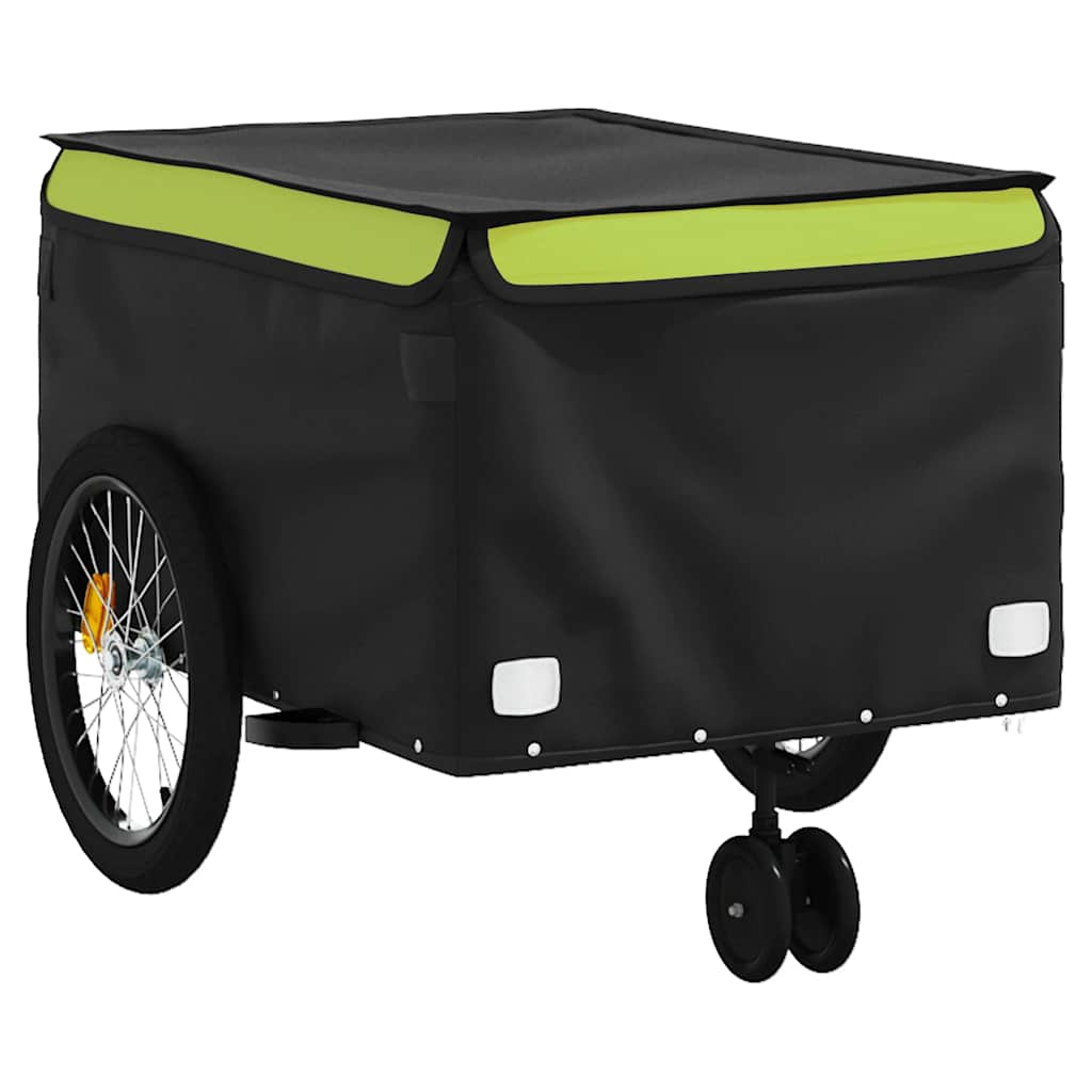 vidaXL Bike Trailer Black and Green 45 kg Iron