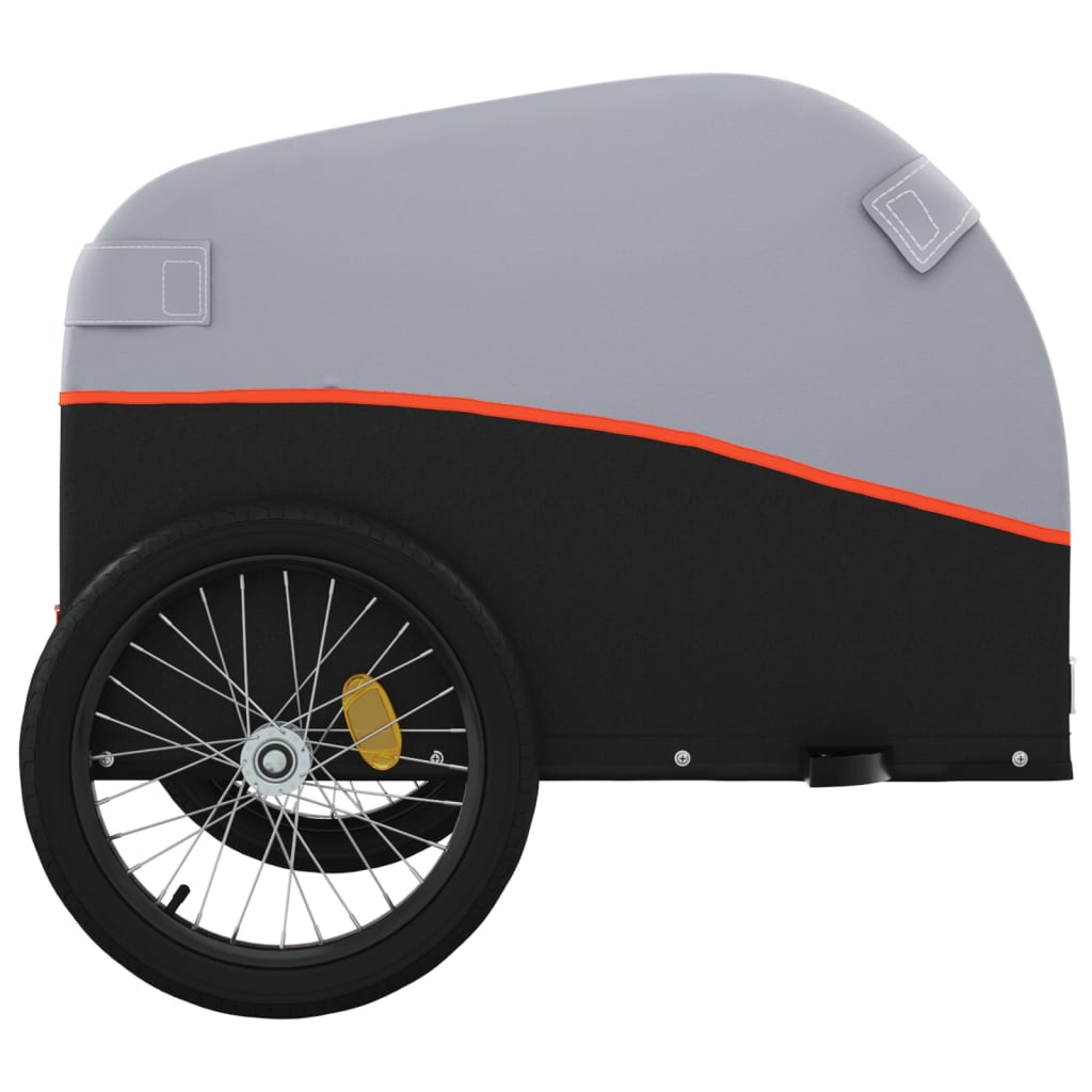 vidaXL Bike Trailer Black and Orange 30 kg Iron