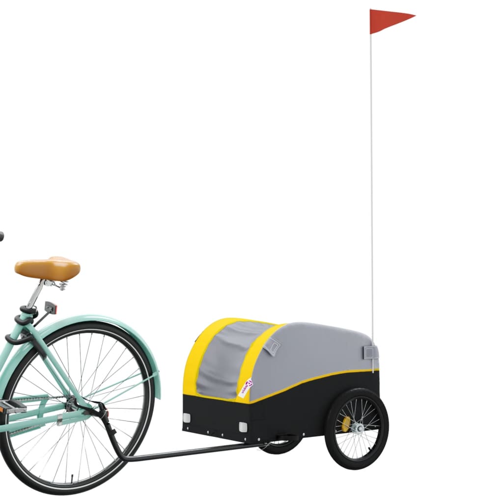 vidaXL Bike Trailer Black and Yellow 30 kg Iron