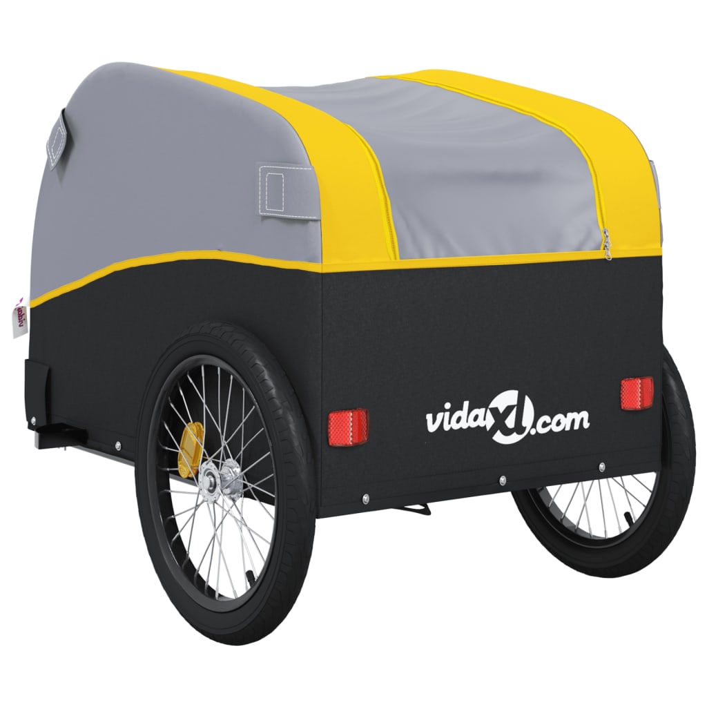 vidaXL Bike Trailer Black and Yellow 30 kg Iron