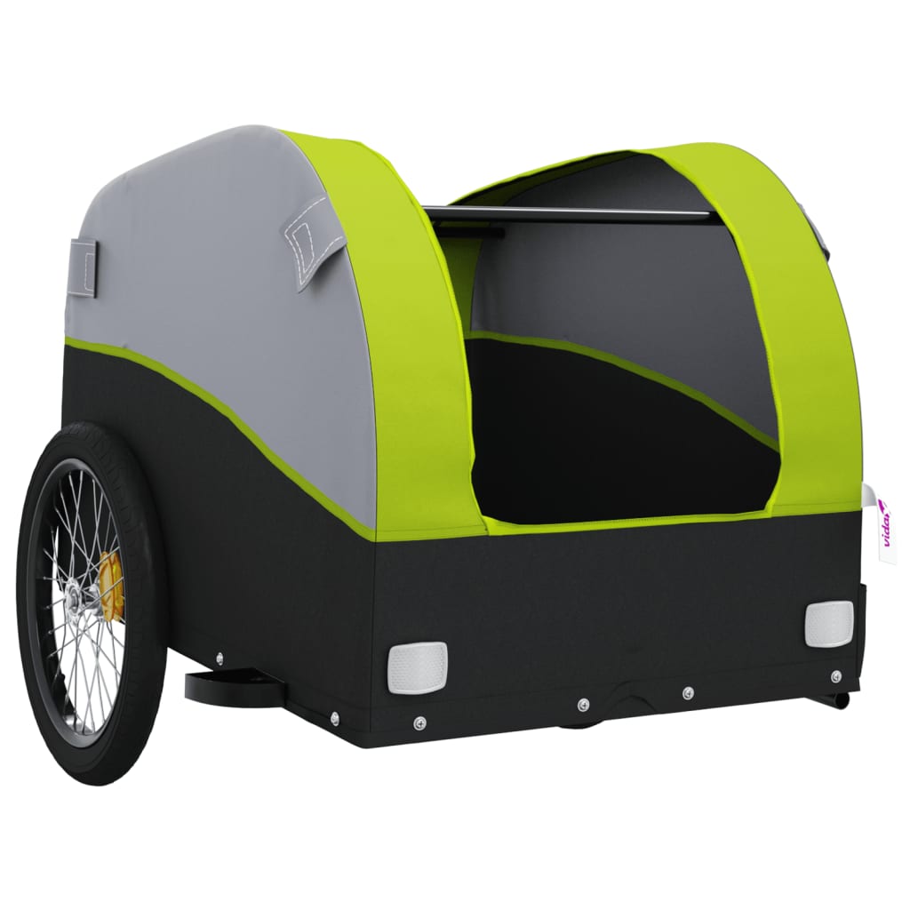 vidaXL Bike Trailer Black and Green 30 kg Iron