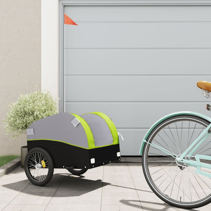 vidaXL Bike Trailer Black and Green 30 kg Iron