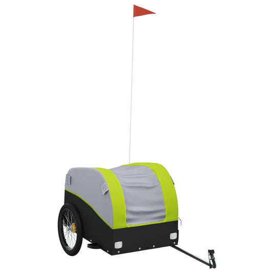 vidaXL Bike Trailer Black and Green 45 kg Iron
