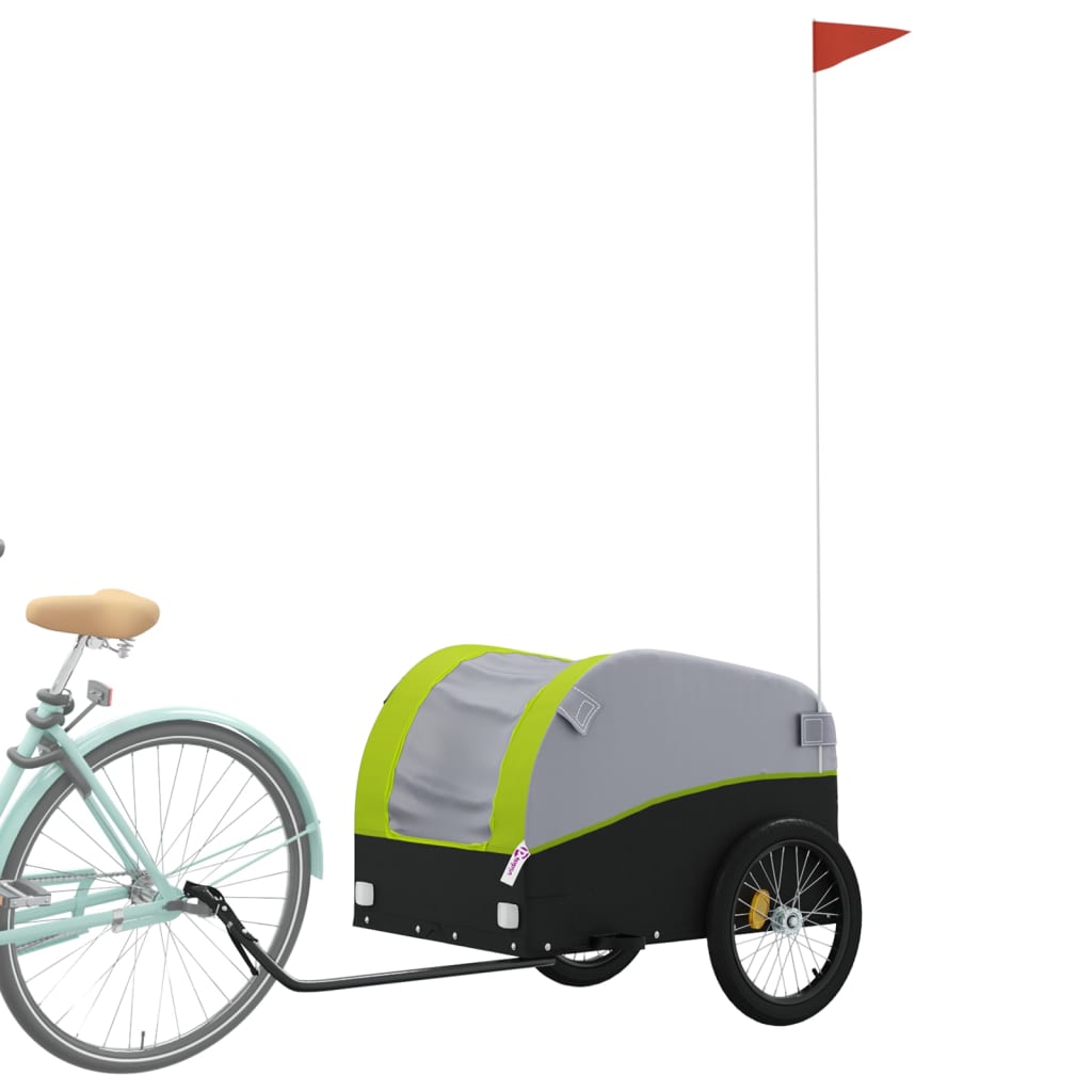 vidaXL Bike Trailer Black and Green 45 kg Iron