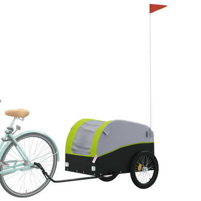 vidaXL Bike Trailer Black and Green 45 kg Iron
