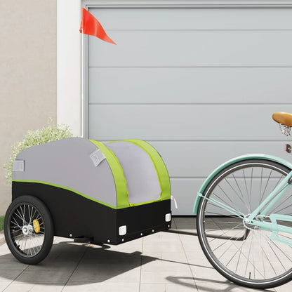 vidaXL Bike Trailer Black and Green 45 kg Iron